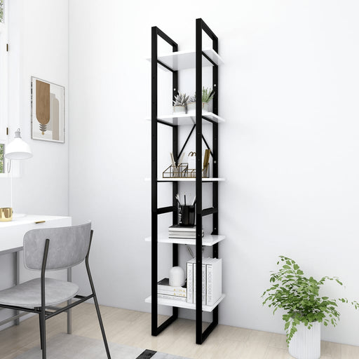 Bibliotecă cu 5 rafturi, alb, 40x30x175 cm, lemn prelucrat - WALTI WALTI