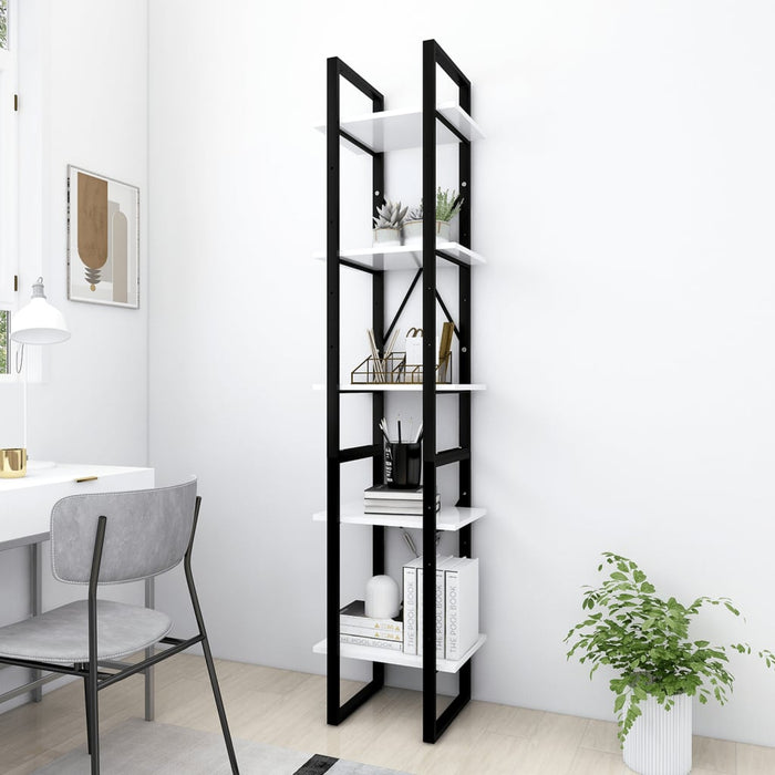 Bibliotecă cu 5 rafturi, alb, 40x30x175 cm, lemn prelucrat - WALTI WALTI