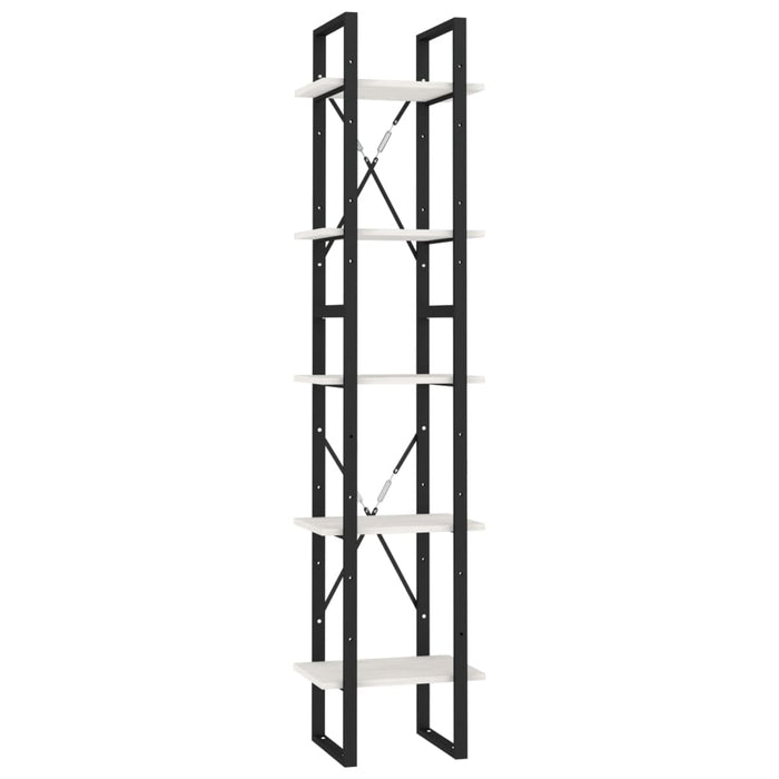Bibliotecă cu 5 rafturi, alb, 40x30x175 cm, lemn masiv de pin - WALTI WALTI