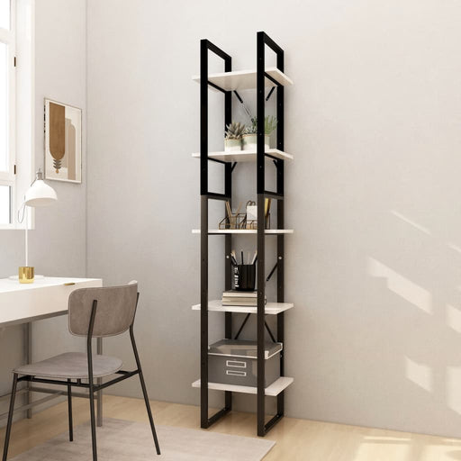 Bibliotecă cu 5 rafturi, alb, 40x30x175 cm, lemn masiv de pin - WALTI WALTI