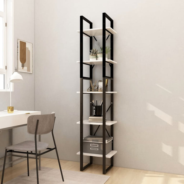 Bibliotecă cu 5 rafturi, alb, 40x30x175 cm, lemn masiv de pin - WALTI WALTI