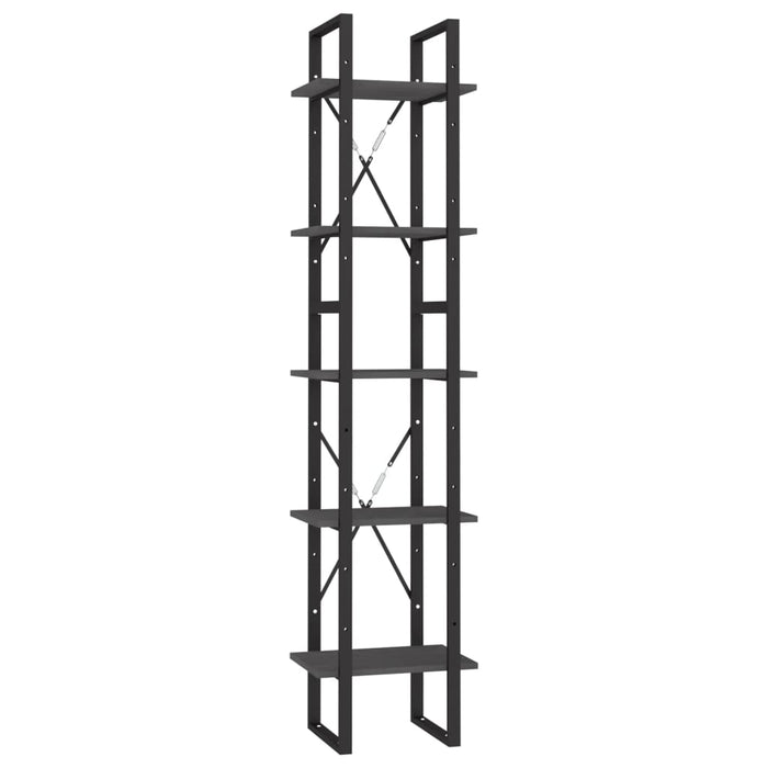 Bibliotecă cu 5 rafturi, gri, 40x30x175 cm, lemn masiv de pin - WALTI WALTI