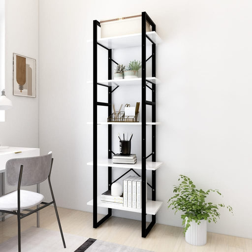 Bibliotecă cu 5 rafturi, alb, 60x30x175 cm, lemn prelucrat - WALTI WALTI