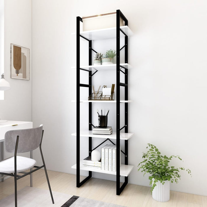 Bibliotecă cu 5 rafturi, alb, 60x30x175 cm, lemn prelucrat - WALTI WALTI