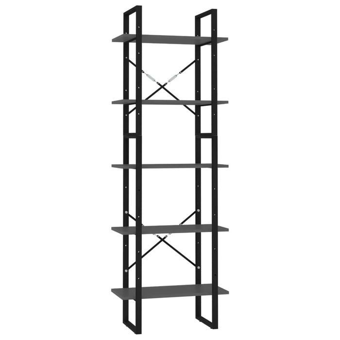 Bibliotecă cu 5 rafturi, gri, 60x30x175 cm, lemn prelucrat - WALTI WALTI