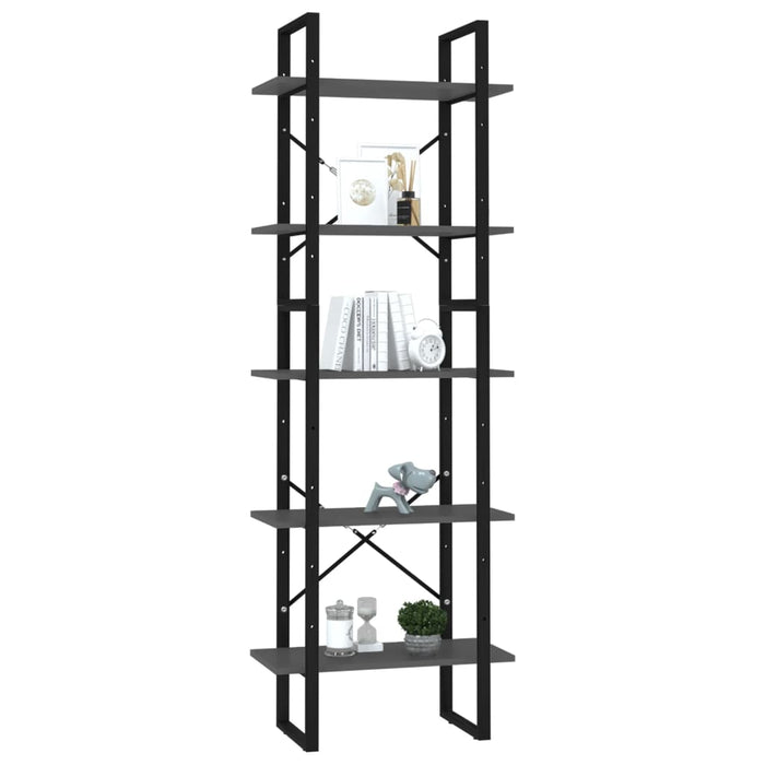 Bibliotecă cu 5 rafturi, gri, 60x30x175 cm, lemn prelucrat - WALTI WALTI