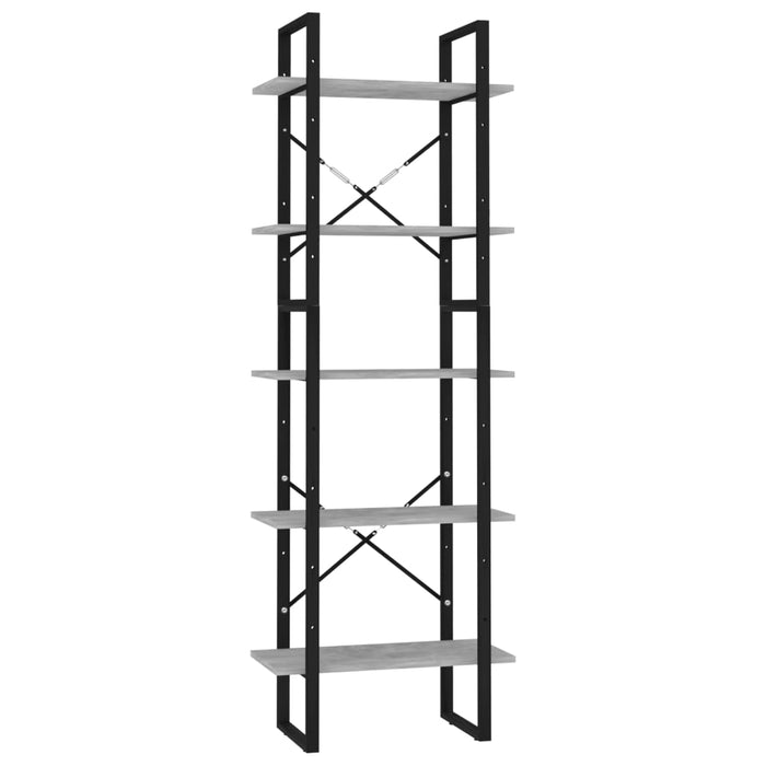 Bibliotecă cu 5 rafturi gri beton, 40x30x175 cm, lemn prelucrat - WALTI WALTI