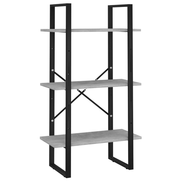 Bibliotecă cu 5 rafturi gri beton, 40x30x175 cm, lemn prelucrat - WALTI WALTI