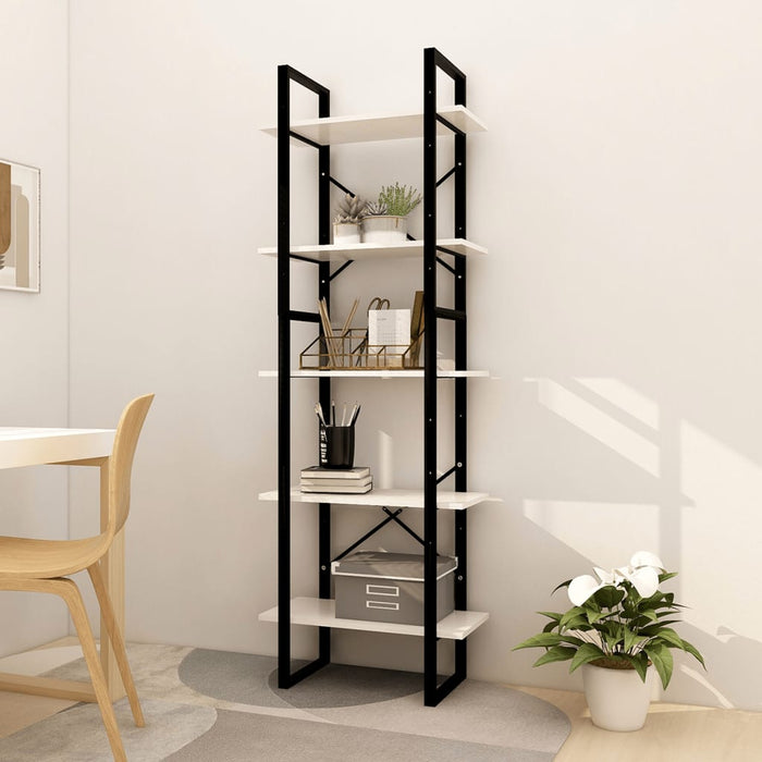 Bibliotecă cu 5 rafturi, alb, 60x30x175 cm, lemn masiv de pin - WALTI WALTI