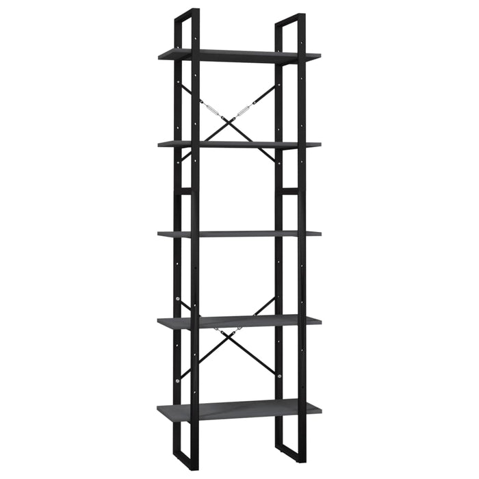 Bibliotecă cu 5 rafturi, gri, 60x30x175 cm, lemn de pin - WALTI WALTI