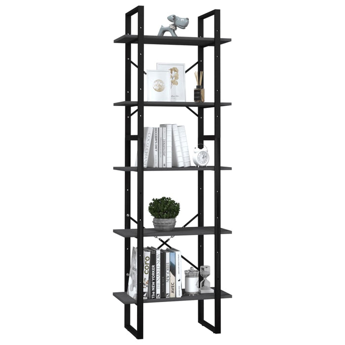 Bibliotecă cu 5 rafturi, gri, 60x30x175 cm, lemn de pin - WALTI WALTI