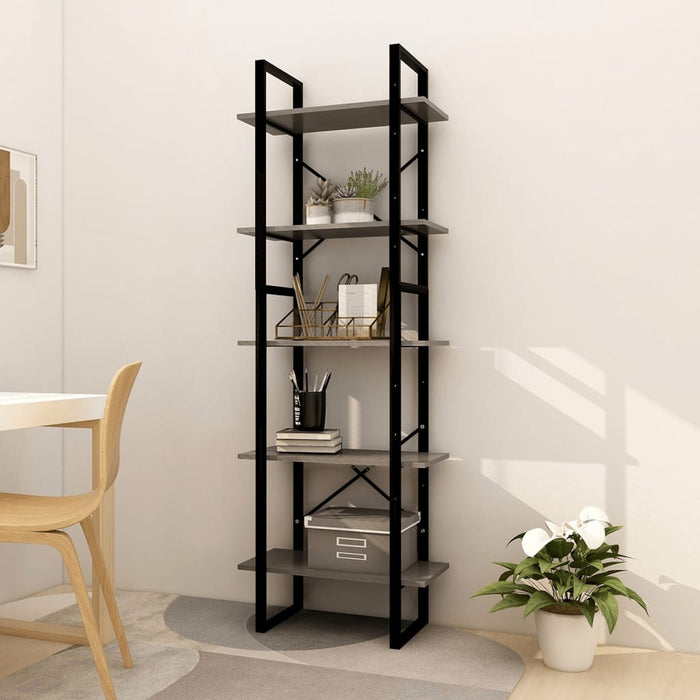 Bibliotecă cu 5 rafturi, gri, 60x30x175 cm, lemn de pin - WALTI WALTI
