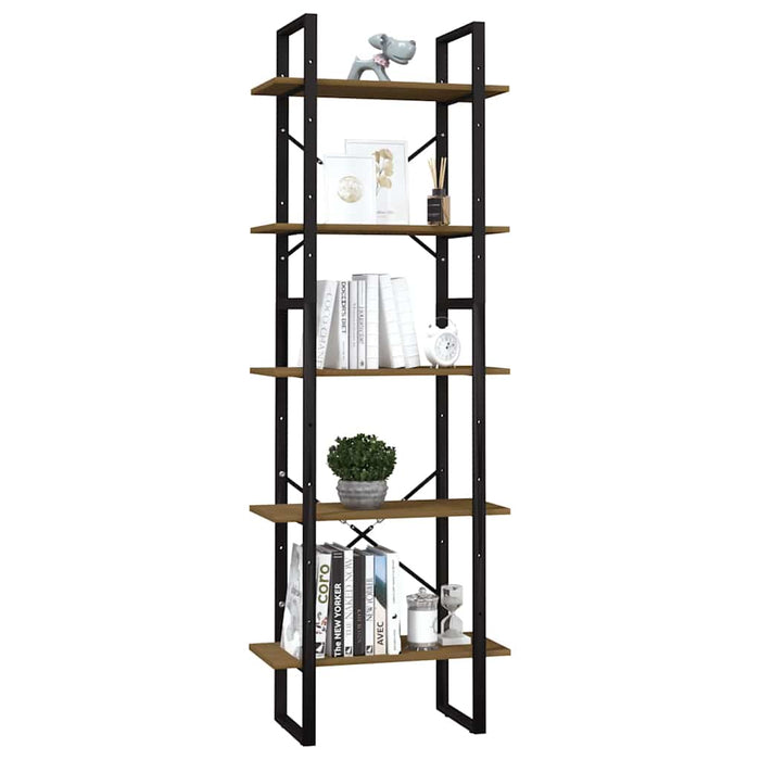 Bibliotecă cu 5 rafturi, maro, 60x30x175 cm, lemn masiv de pin WALTI
