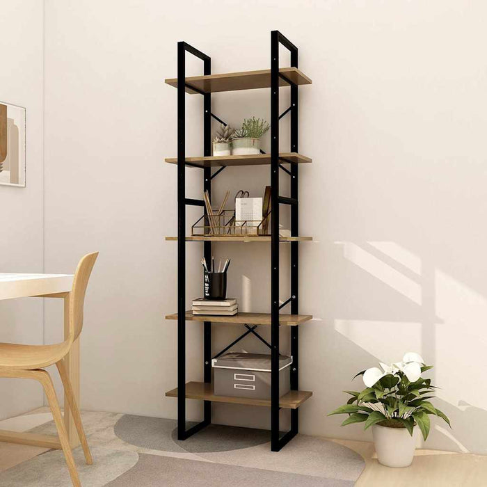 Bibliotecă cu 5 rafturi, maro, 60x30x175 cm, lemn masiv de pin WALTI