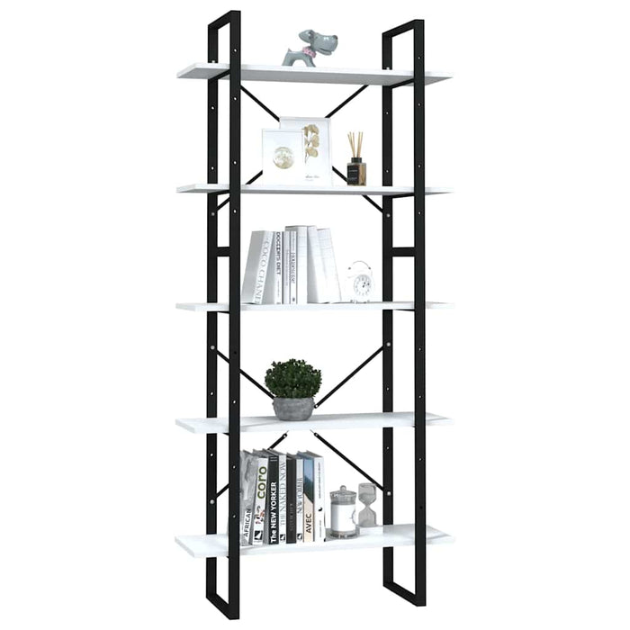 Bibliotecă cu 5 rafturi, alb, 80x30x175 cm, lemn prelucrat WALTI