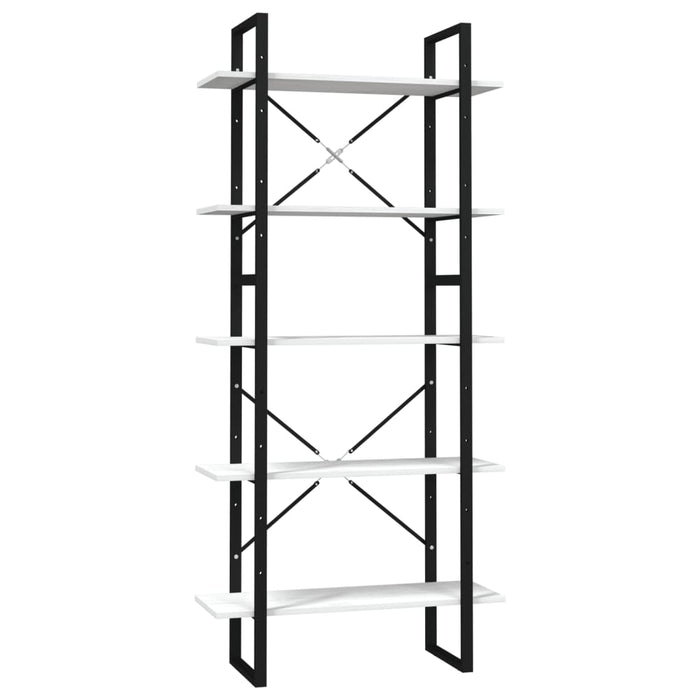 Bibliotecă cu 5 rafturi, alb, 80x30x175 cm, lemn masiv de pin - WALTI WALTI