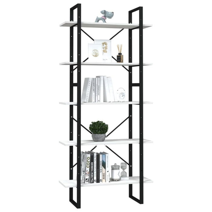 Bibliotecă cu 5 rafturi, alb, 80x30x175 cm, lemn masiv de pin - WALTI WALTI
