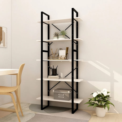 Bibliotecă cu 5 rafturi, alb, 80x30x175 cm, lemn masiv de pin - WALTI WALTI