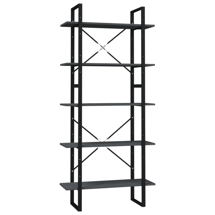 Bibliotecă cu 5 rafturi, gri, 80x30x175 cm, lemn de pin - WALTI WALTI
