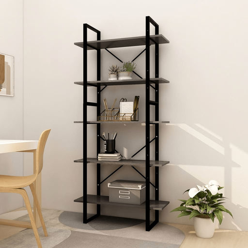 Bibliotecă cu 5 rafturi, gri, 80x30x175 cm, lemn de pin - WALTI WALTI