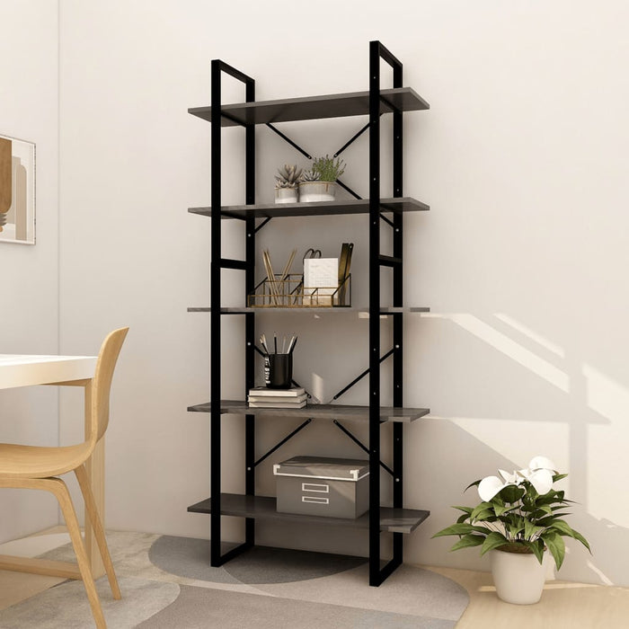 Bibliotecă cu 5 rafturi, gri, 80x30x175 cm, lemn de pin - WALTI WALTI
