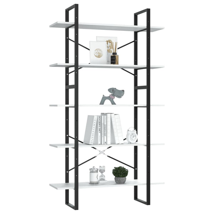 Bibliotecă cu 5 rafturi, alb, 100x30x175 cm, lemn prelucrat - WALTI WALTI