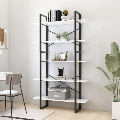 Bibliotecă cu 5 rafturi, alb, 100x30x175 cm, lemn prelucrat - WALTI WALTI