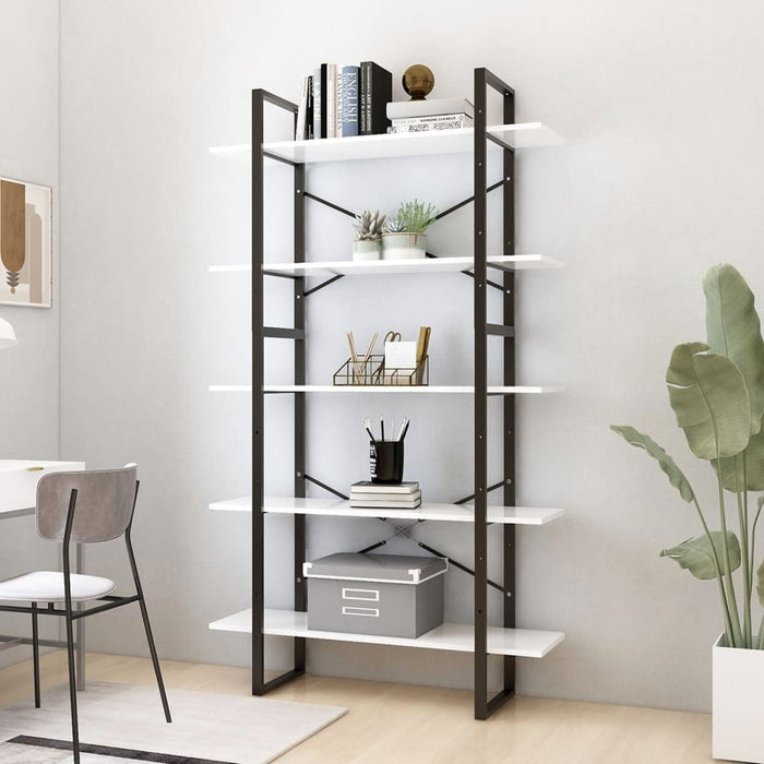 Bibliotecă cu 5 rafturi, alb, 100x30x175 cm, lemn prelucrat - WALTI WALTI