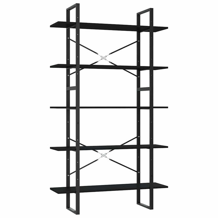 Bibliotecă cu 5 rafturi, negru, 100x30x175 cm, lemn prelucrat WALTI