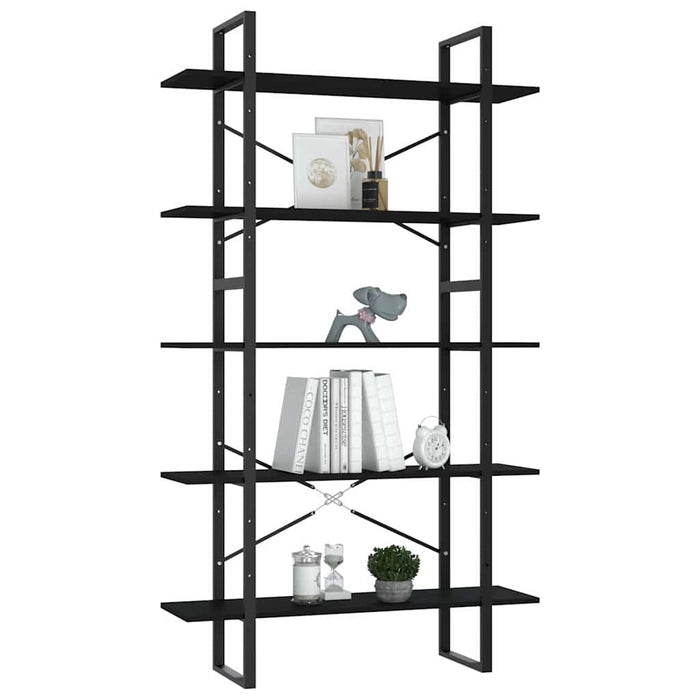 Bibliotecă cu 5 rafturi, negru, 100x30x175 cm, lemn prelucrat WALTI
