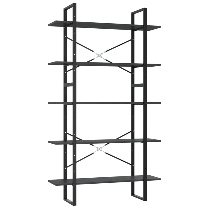 Bibliotecă cu 5 rafturi, gri, 100x30x175 cm, lemn prelucrat - WALTI WALTI