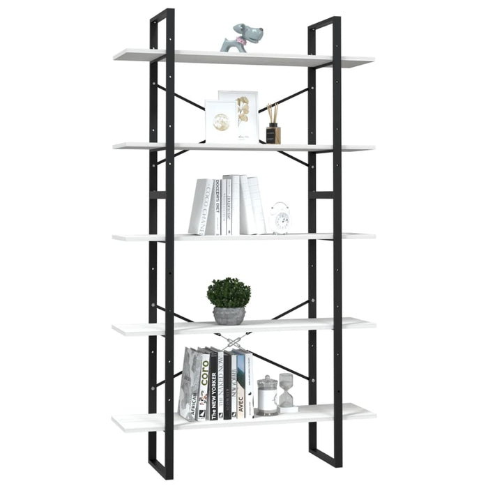 Bibliotecă cu 5 rafturi, alb, 100x30x175 cm, lemn masiv de pin - WALTI WALTI