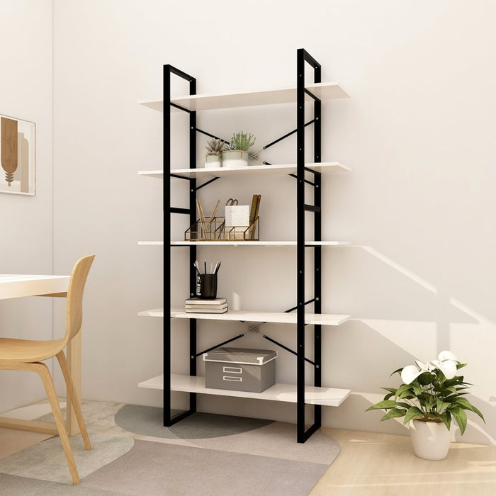 Bibliotecă cu 5 rafturi, alb, 100x30x175 cm, lemn masiv de pin - WALTI WALTI