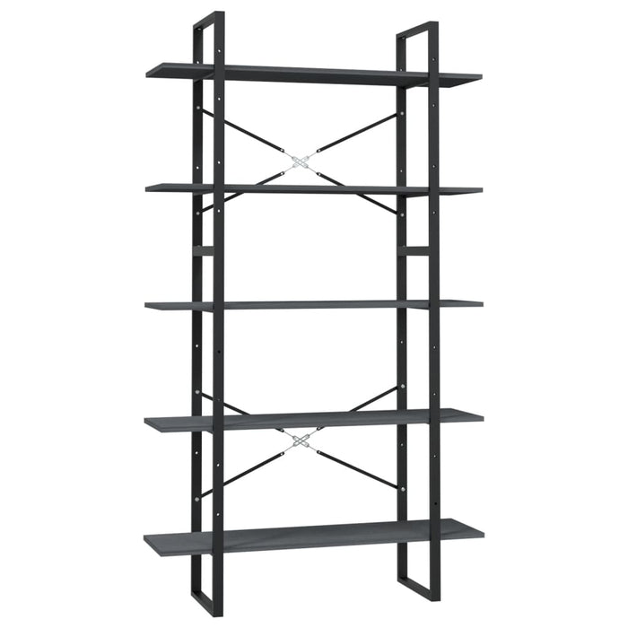 Bibliotecă cu 5 rafturi, gri, 100x30x175 cm, lemn masiv de pin - WALTI WALTI