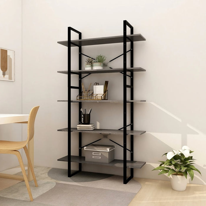 Bibliotecă cu 5 rafturi, gri, 100x30x175 cm, lemn masiv de pin - WALTI WALTI