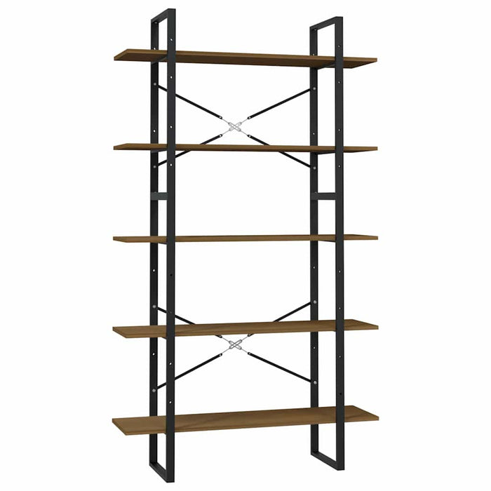 Bibliotecă cu 5 rafturi, maro, 100x30x175 cm, lemn masiv de pin WALTI