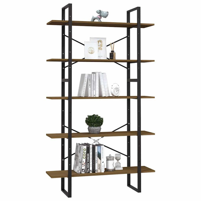 Bibliotecă cu 5 rafturi, maro, 100x30x175 cm, lemn masiv de pin WALTI