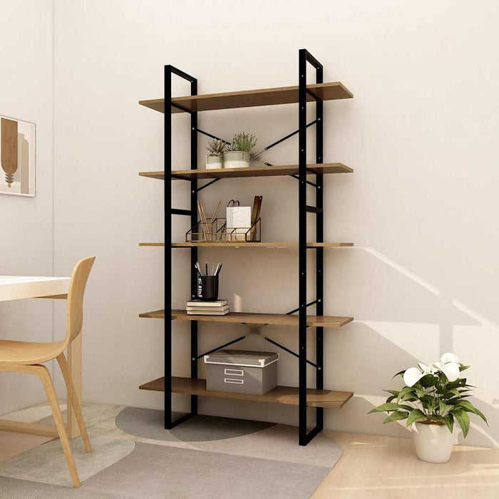 Bibliotecă cu 5 rafturi, maro, 100x30x175 cm, lemn masiv de pin WALTI