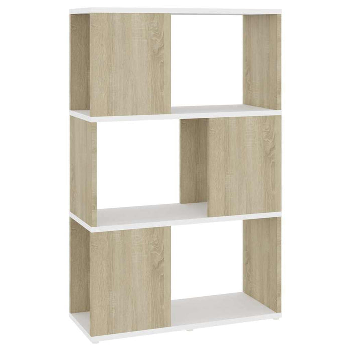 Bibliotecă/Separator cameră alb/stejar sonoma 60x24x94 cm PAL WALTI