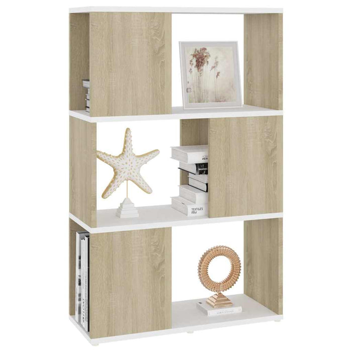 Bibliotecă/Separator cameră alb/stejar sonoma 60x24x94 cm PAL WALTI