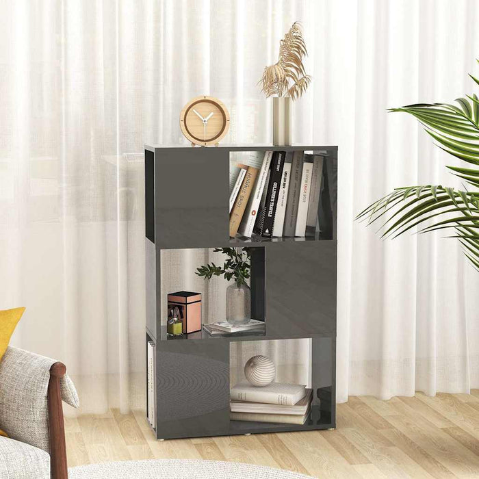 Bibliotecă/Separator cameră, gri extralucios, 60x24x94 cm PAL WALTI