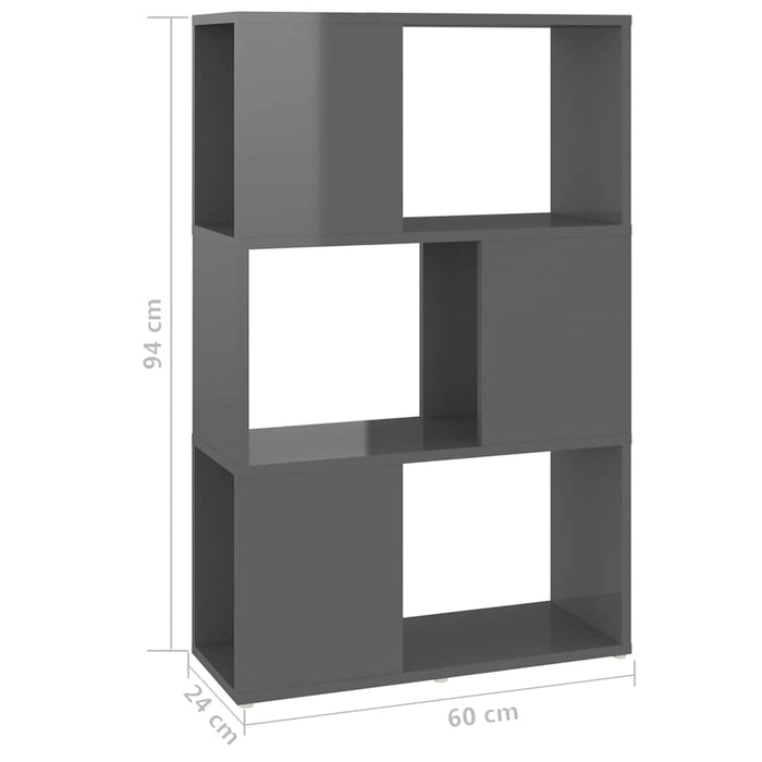 Bibliotecă/Separator cameră, gri extralucios, 60x24x94 cm PAL WALTI