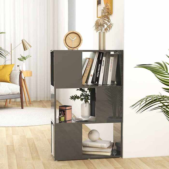 Bibliotecă/Separator cameră, gri extralucios, 60x24x94 cm PAL WALTI