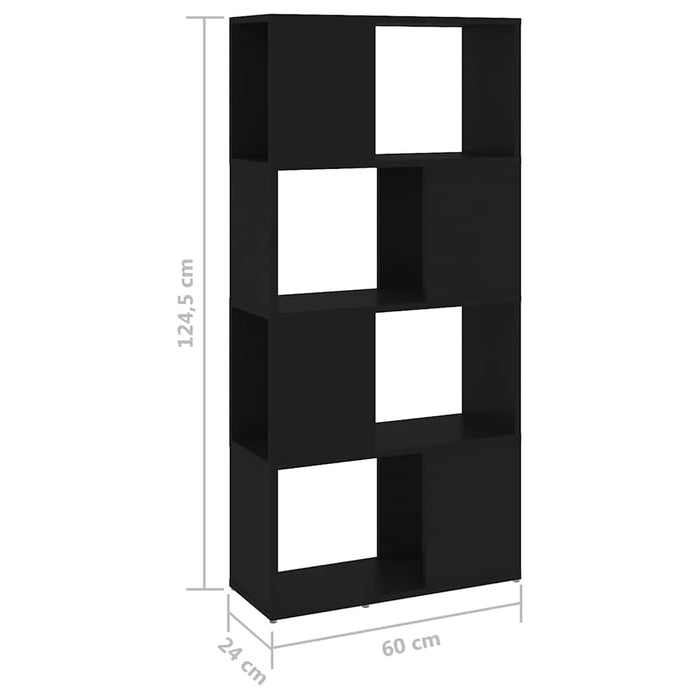 Bibliotecă/Separator cameră, negru, 60x24x124,5 cm, PAL WALTI