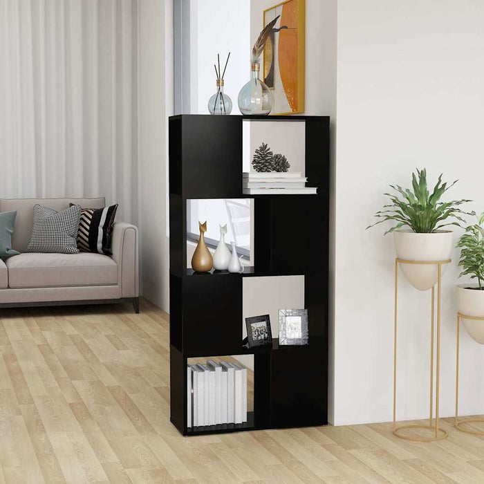 Bibliotecă/Separator cameră, negru, 60x24x124,5 cm, PAL WALTI