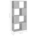 Bibliotecă/Separator cameră, gri beton, 60x24x124,5 cm - WALTI WALTI