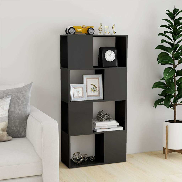 Bibliotecă/Separator cameră, gri extralucios, 60x24x124,5 cm WALTI