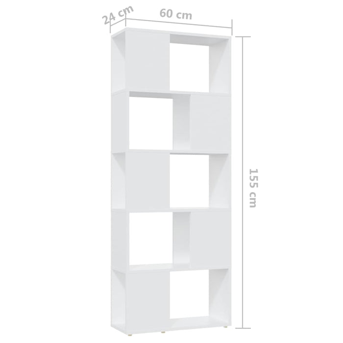 Bibliotecă/Separator cameră, alb, 60x24x155 cm, PAL - WALTI WALTI