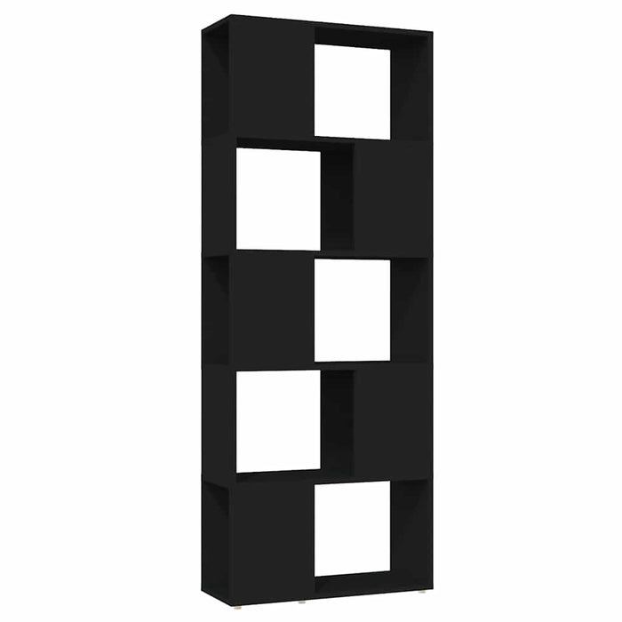 Bibliotecă/Separator cameră, negru, 60x24x155cm, lemn prelucrat WALTI