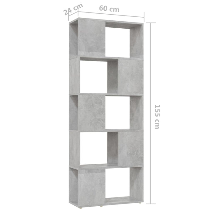 Bibliotecă/Separator cameră, gri beton, 60x24x155 cm - WALTI WALTI
